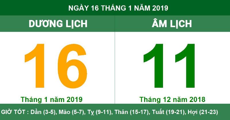 Ngày 16 tháng 1 năm 2019 Âm lịch