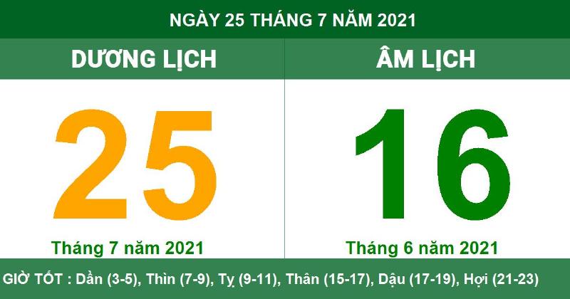 Ngày Âm Lịch 25/7/2021