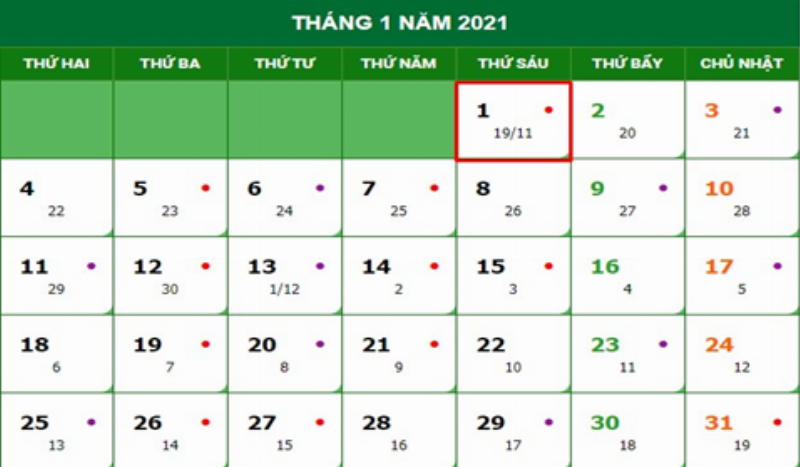 Lịch nghỉ Tết Dương lịch 2021