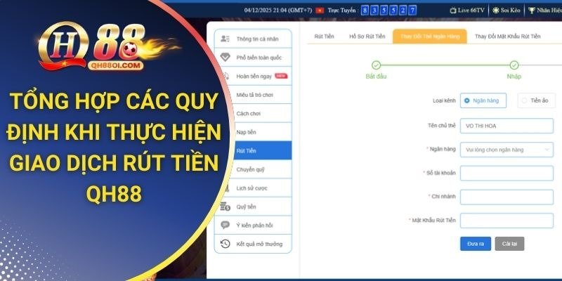 Điều kiện rút tiền QH88 dành cho thành viên